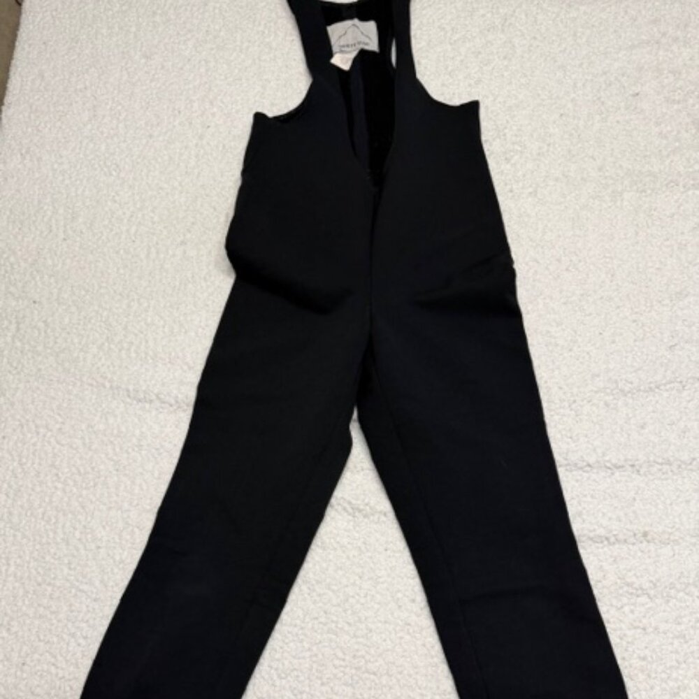 Vintage White Stag Ski Bibs Overalls Black Wool Blend Made in USA Size 12/40